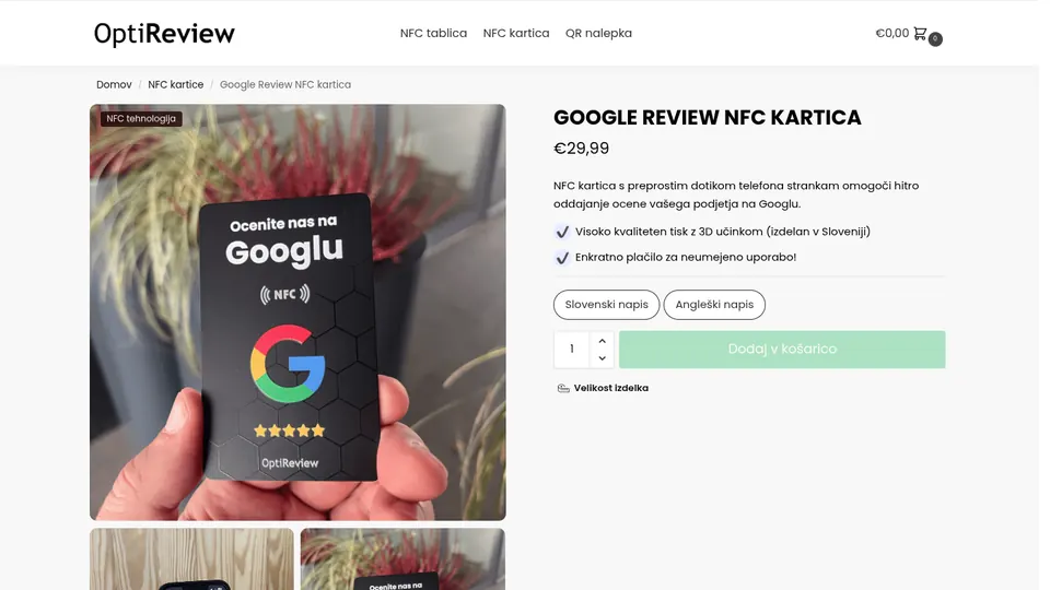 optireview.si, stran izdelka v spletni trgovini